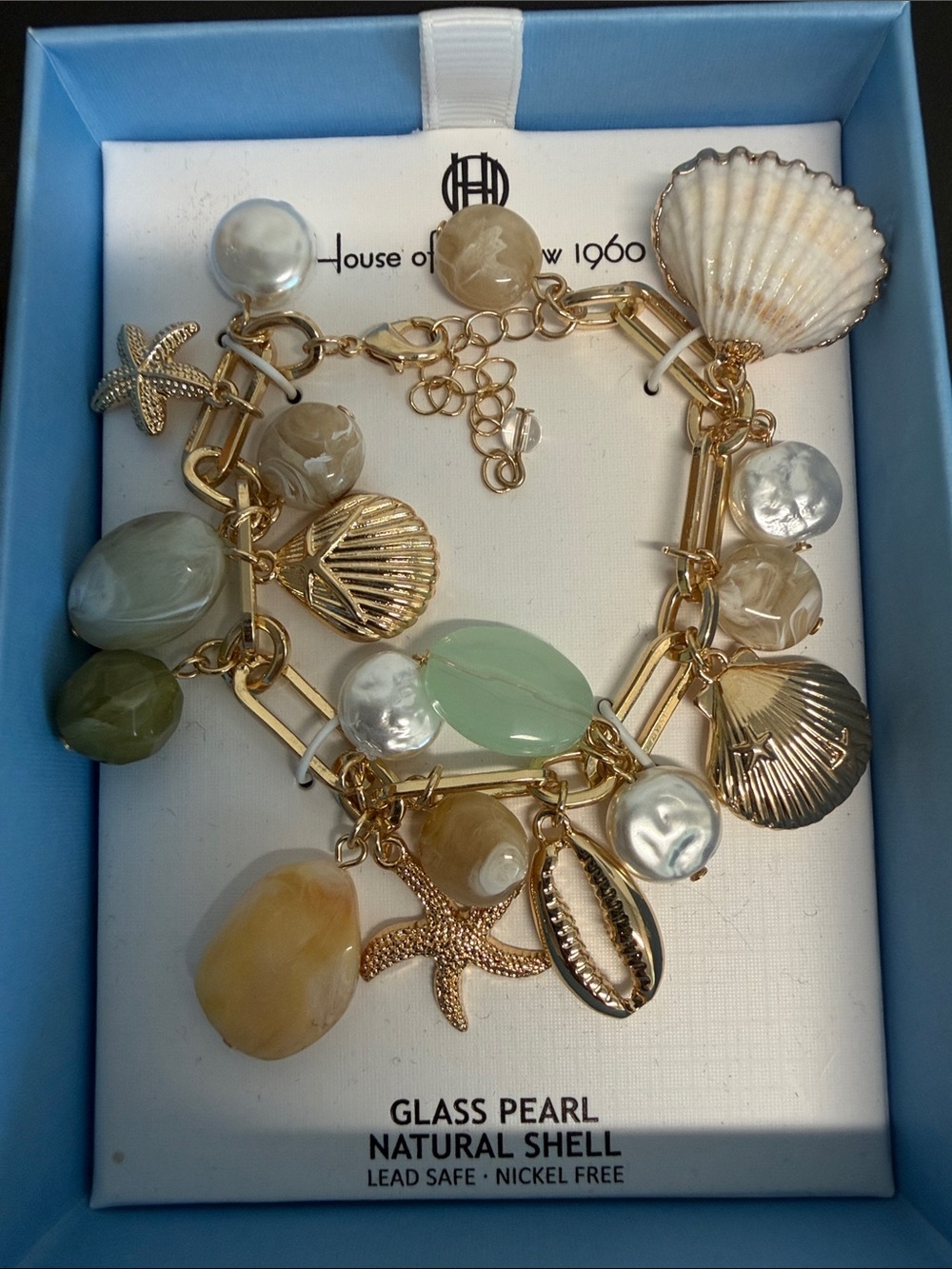 House of Harlow 1960 | Ocean Coastal Vintage Natural Shell Paperclip Bracelet